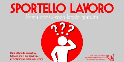 Sportello lavoro di prima consulenza legale gratuita. Per studenti e giovani lavoratori