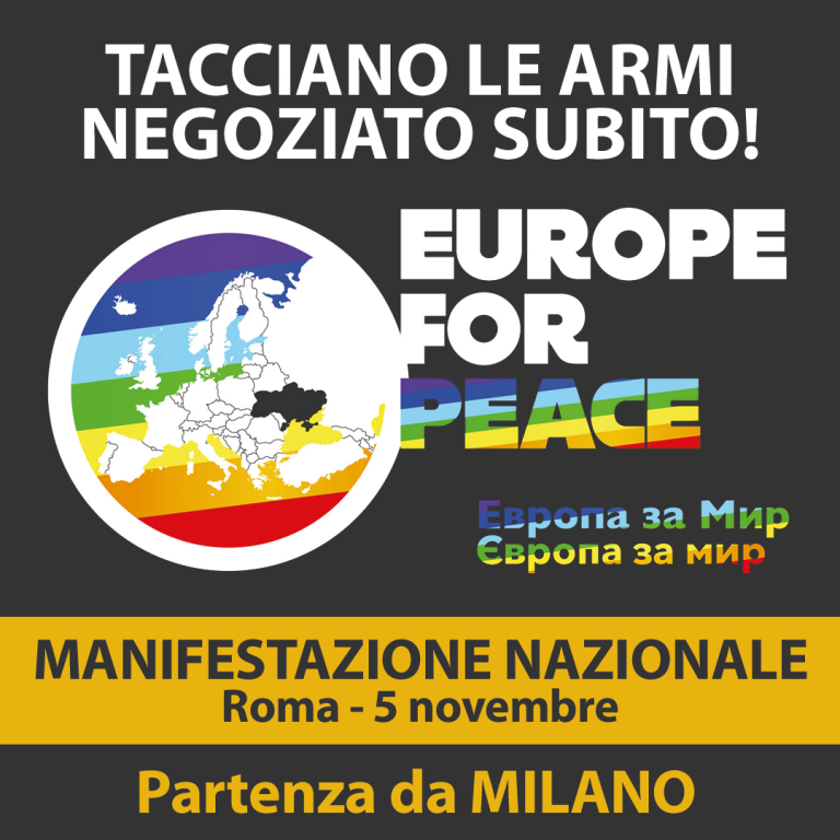 5 novembre Roma – Manifestazione nazionale per la Pace – Partenza da Milano