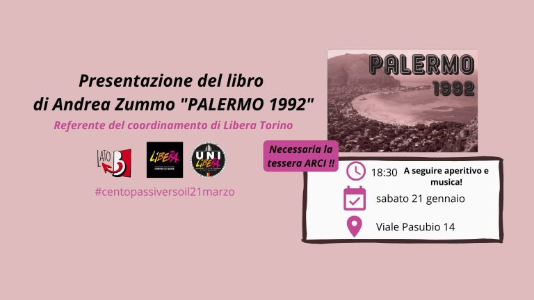 Presentazione del libro “Palermo 1992” e aperitivo con Unilibera