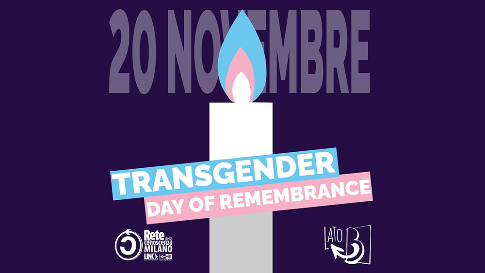 20 novembre - Transgender Day Of Remembrance (TDOR). Immagine di una candela con la fiamma coi colori della bandiera trans azzurro, rosa, bianco